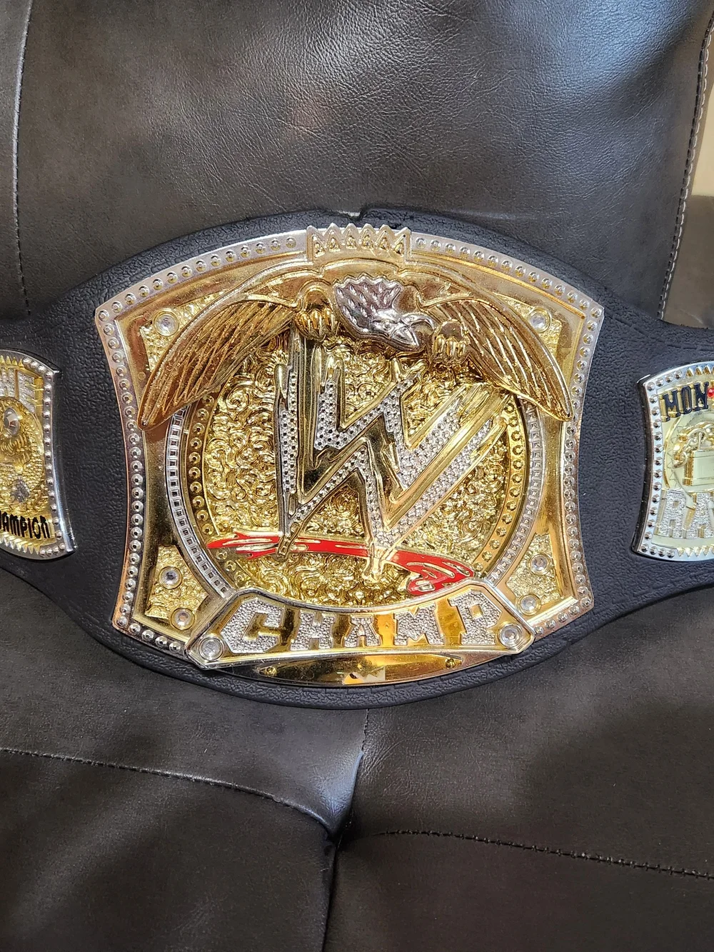 2005 WWE Mon.Nite Raw Championship Belt - Gold and Black with Red Accent